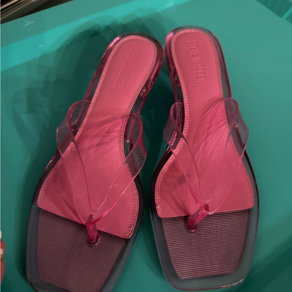 New Steve Madden Pink Jelly Slide Sandals Size 10